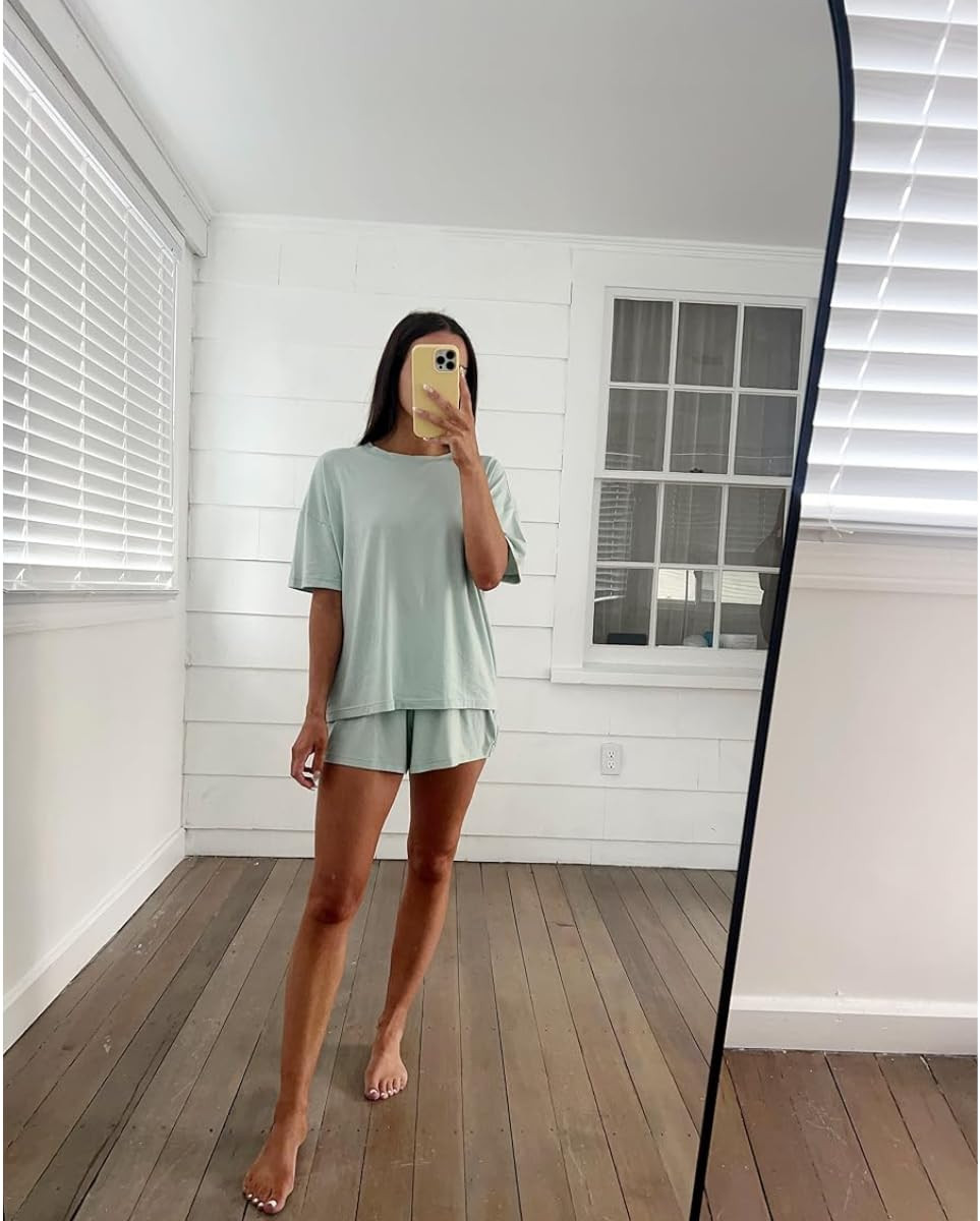 Comfy lounge set for spring - wearing XS. 2 piece lounge set/casual summer outfit
 

 #LTKSeasonal #LTKPetite #LTKFindsUnder50