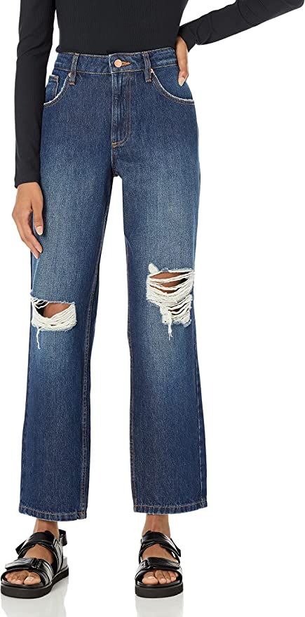 The Drop Women's Luca High Rise Distressed Loose Straight-Fit | Amazon (US)