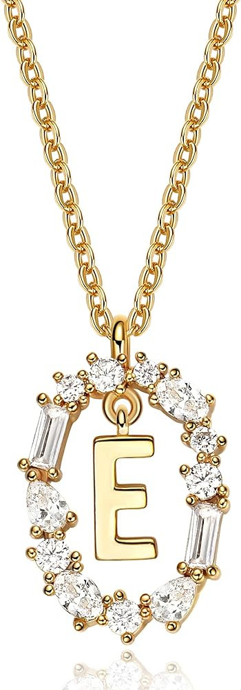 BAMERAL Initial Necklaces for Women, 14K Gold Plated Letter Necklace Dainty Cubic Zirconia Pendan... | Amazon (US)