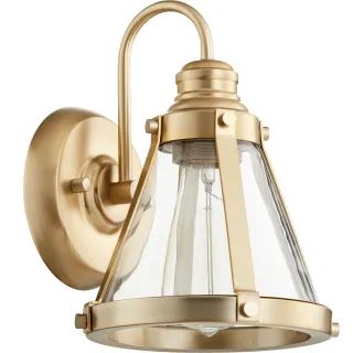 Quorum International 587-1-80 Aged Brass Single Light 7-1/4" Wide Bathroom Sconce | Build.com, Inc.