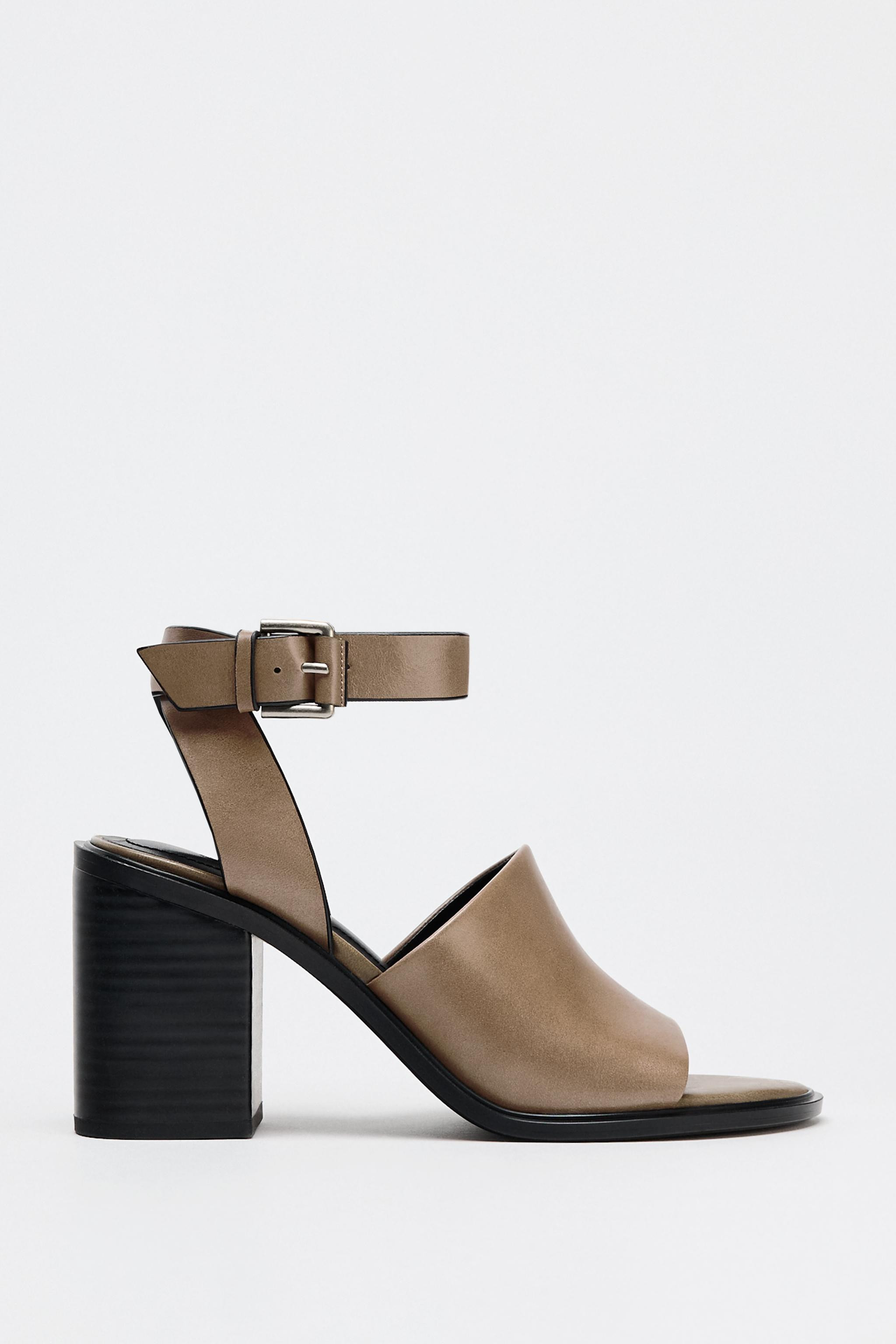 CHUNKY LEATHER HIGH HEELED SANDALS | Zara US
