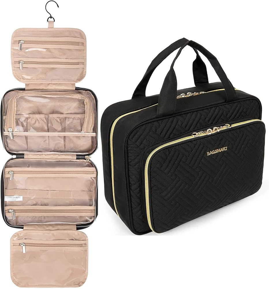 BAGSMART Toiletry Bag Hanging Travel Makeup Organizer with TSA Approved Transparent Cosmetic Bag ... | Amazon (US)