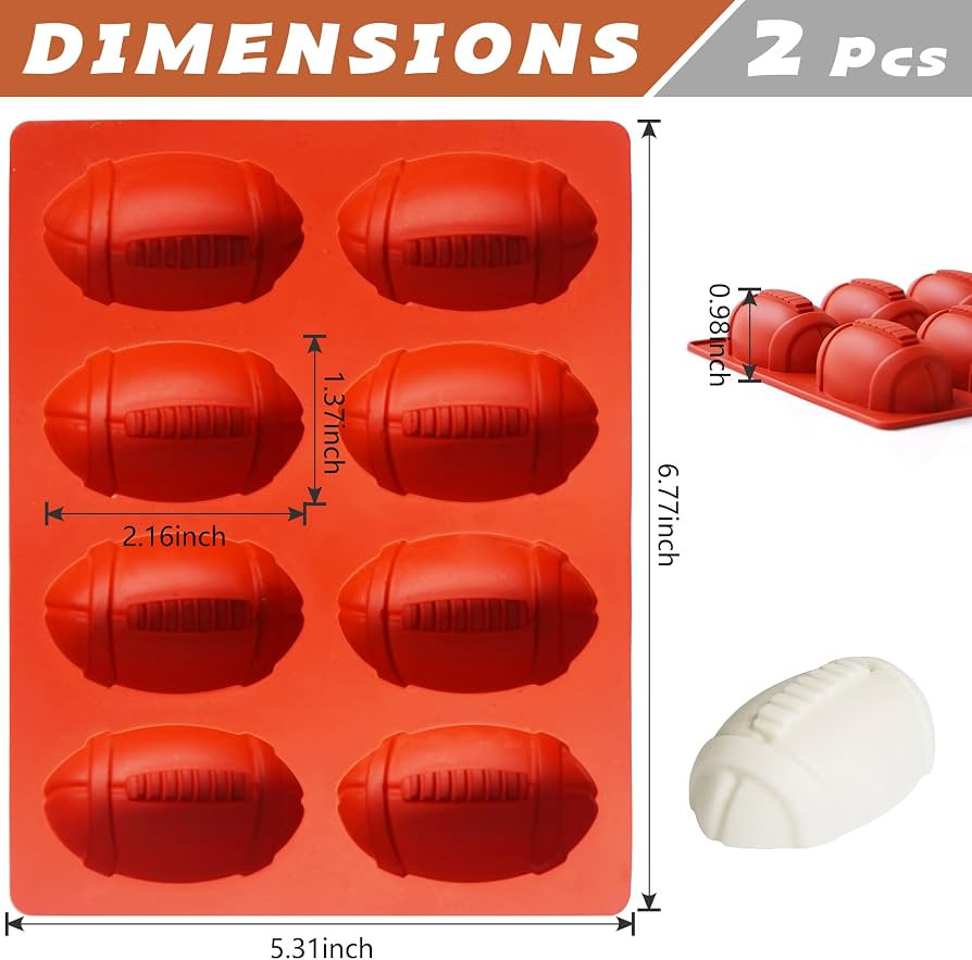 2Pcs Football Cake Pans,Football Molds For Baking,1Inch Deep Nonstick Football-Shaped Silicone Mo... | Amazon (US)