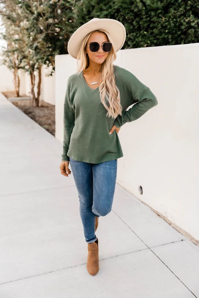 Living Lovely Blouse Olive | The Pink Lily Boutique