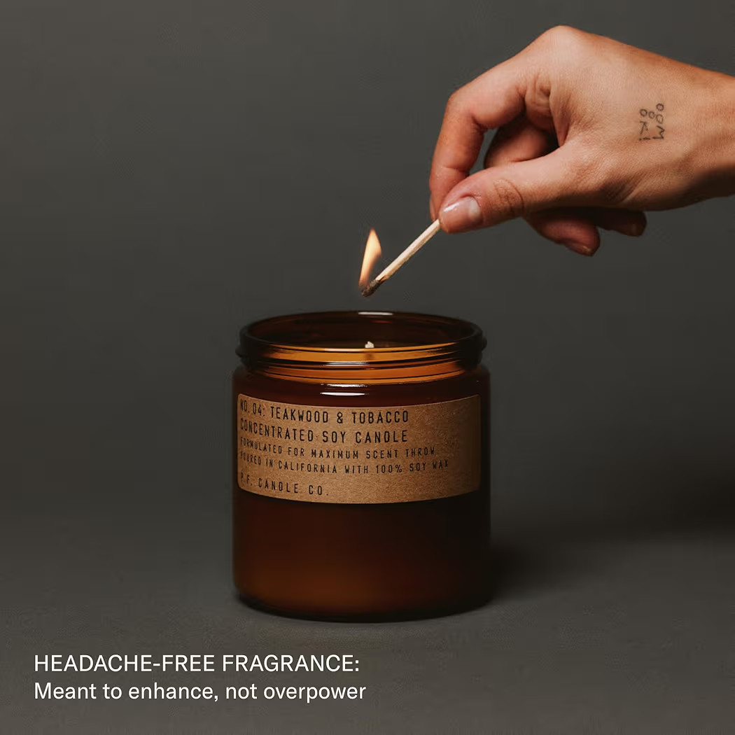 P.F. Candle Co. Teakwood & Tobacco Classic Large Concentrated Scented Soy Wax Candle (12.5 oz) 60... | Amazon (US)