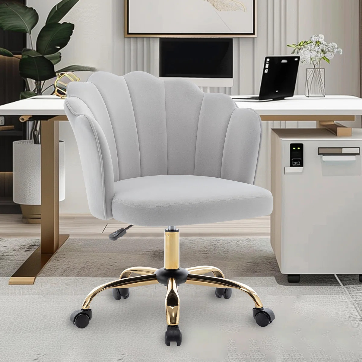 Izdyhaar Velvet Swivel Task Chair with Tufted Back | Wayfair North America