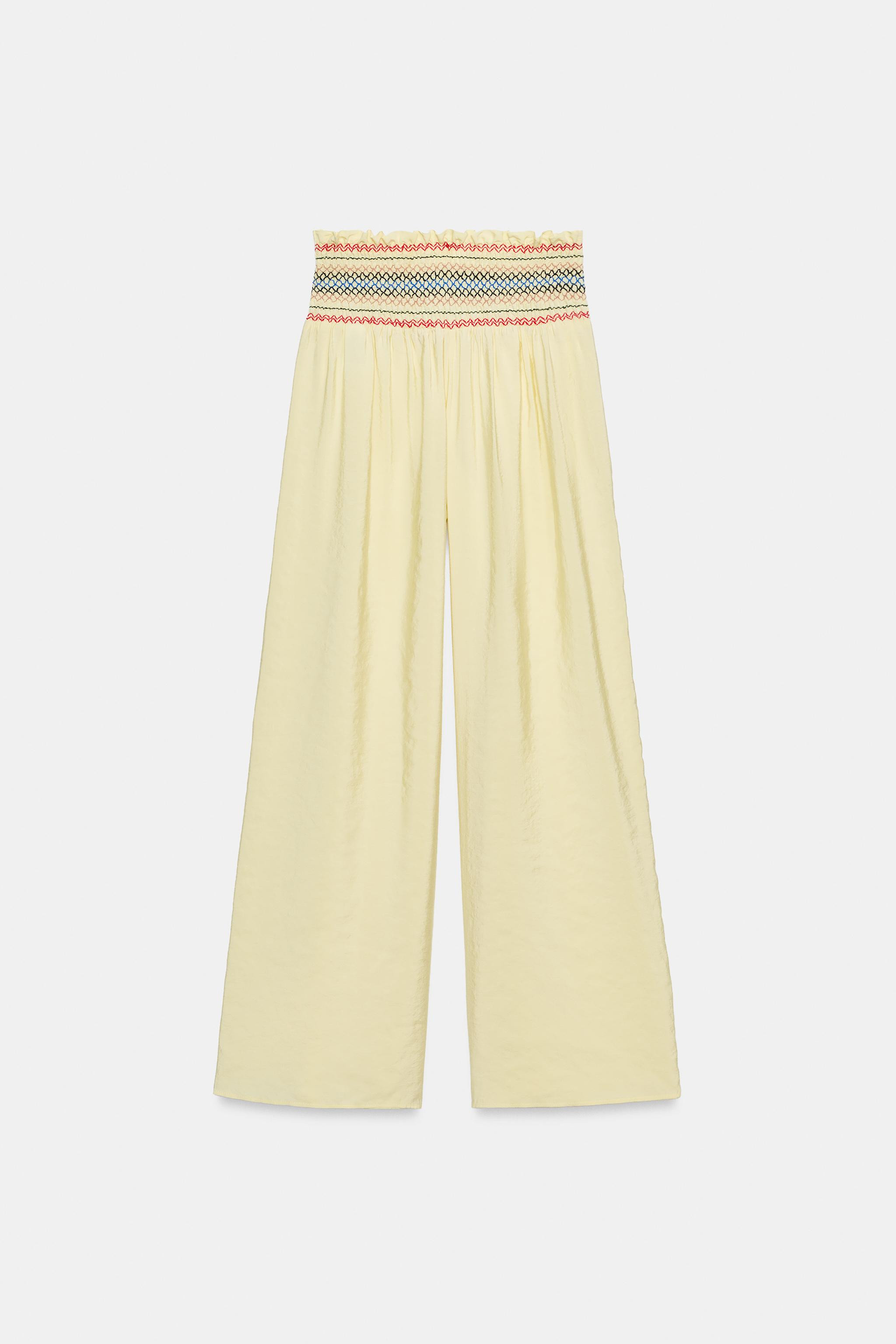 ELASTIC WAIST WIDE LEG PANTS | Zara US