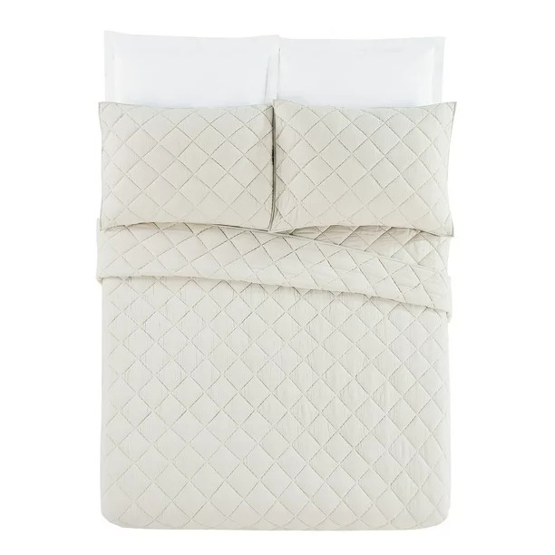 Better Homes & Gardens Papyrus Beige Diamond Gauze Quilt, Full/Queen | Walmart (US)