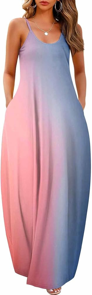 Wolddress Womens Maxi Dress with Pockets 2026 Casual Strap Plus Size Loose Plain Long Office Summ... | Amazon (US)