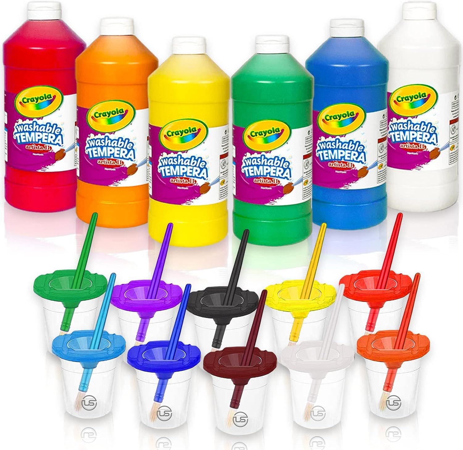 Kids Paint Set - 6 Colors Washable Paint for Kids - 16oz Kids Paint Bottles, Includes 10 No Spill... | Amazon (US)