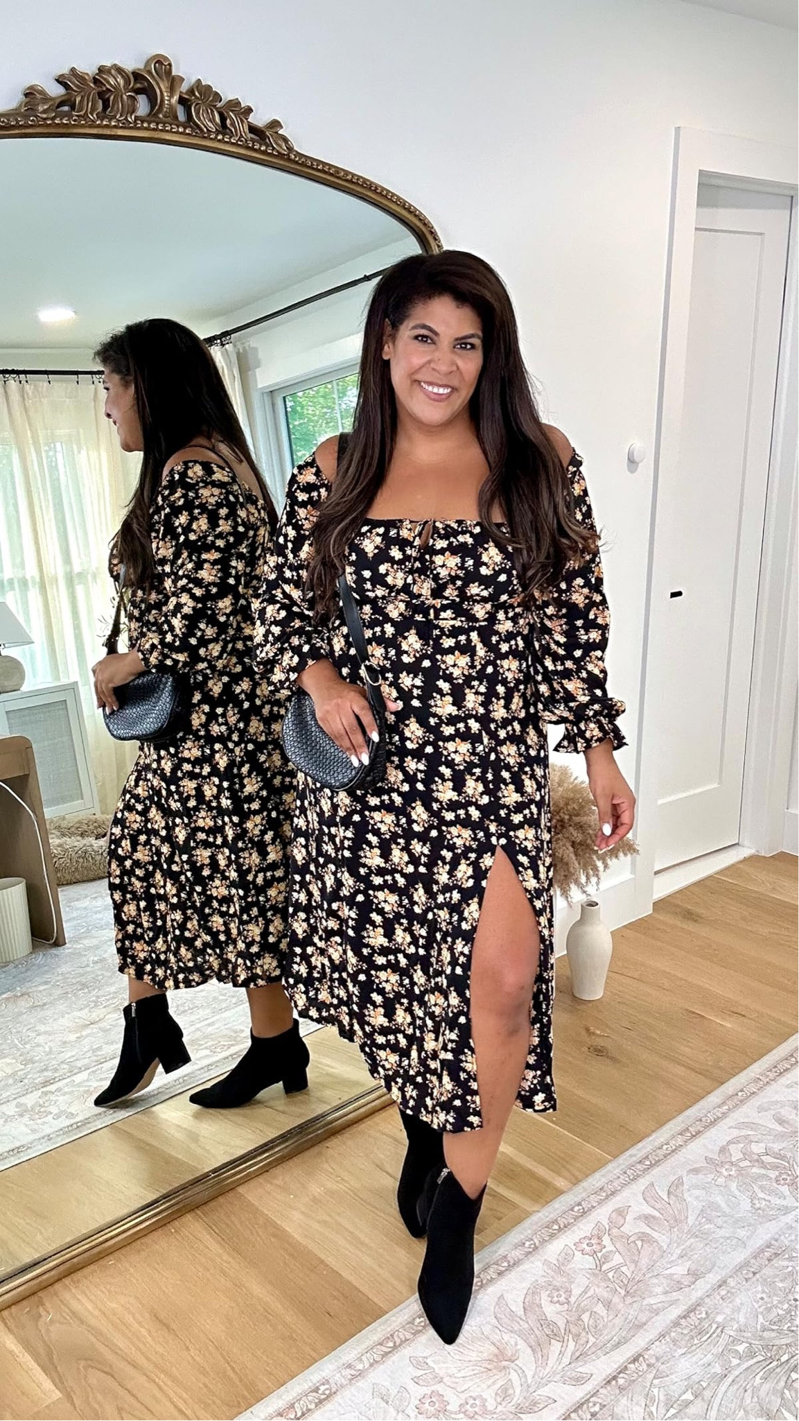 midsize fall outfit idea — I’m 5’9” 38D size 12 or XL wearing an XL in the dress & booties run tts

#LTKSeasonal #LTKFindsUnder50 #LTKMidsize