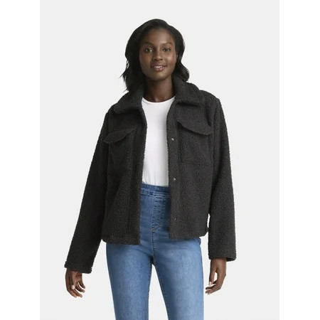 Time and Tru Women's Boucle Trucker Jacket, Midweight, Sizes XS-2X | Walmart (US)
