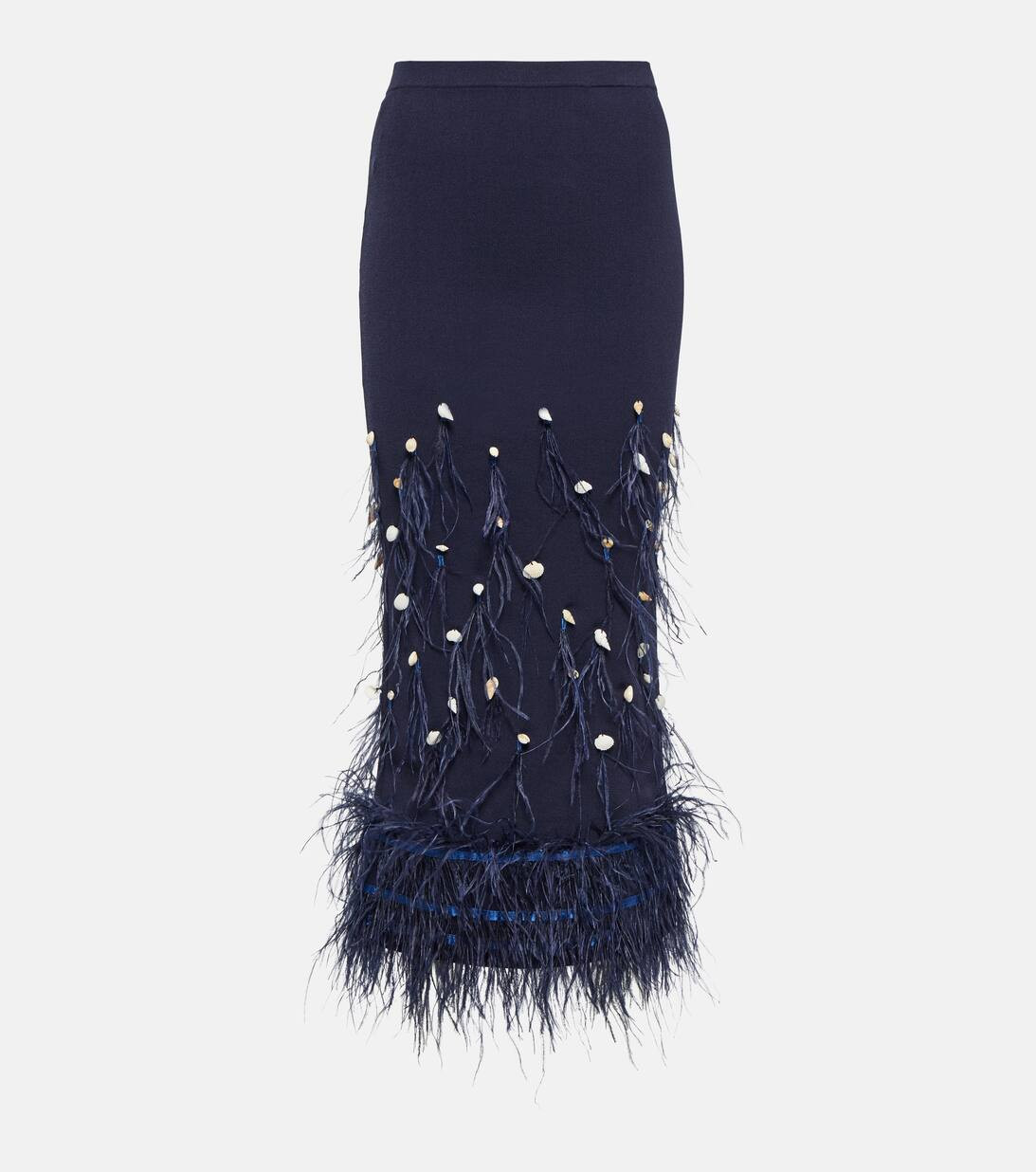 Makayla feather-trimmed midi skirt | Mytheresa (US/CA)