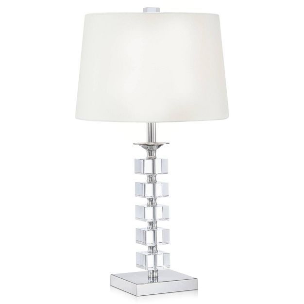 Vienna Full Spectrum Modern Table Lamp 25" High Crystal Glass Stacked Cubes White Fabric Tapered ... | Target