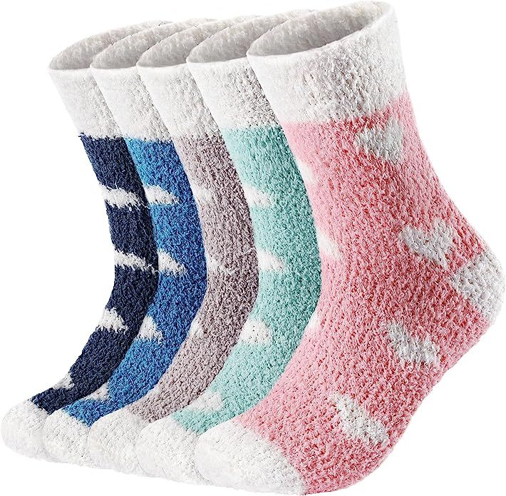 Amazon.com: Trifabricy Fuzzy Socks for Women - 5 Pairs Fluffy Socks Women, Cozy Socks Slipper Soc... | Amazon (US)