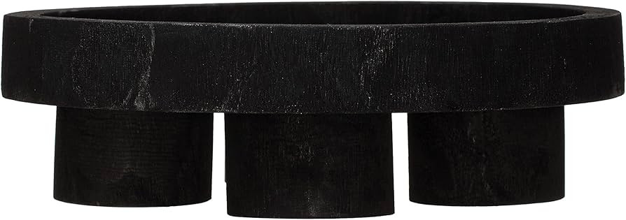 Bloomingville Paulownia Wood Dessert Pedestal Tray, Black | Amazon (US)