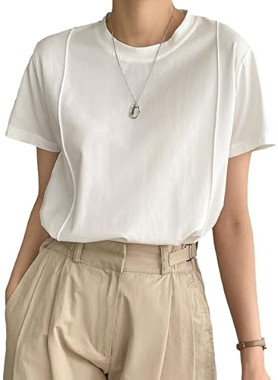 Milumia Women's Solid Short Sleeve T-Shirt Crew Neck Seam Front Basic Tee Shirts Tops
$19.99
 | Amazon (US)
