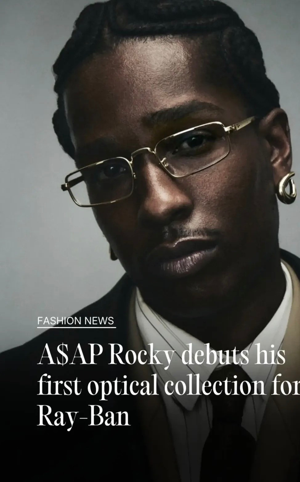A$AP Rocky’s debut optical collection for Ray-Ban delivers sleek, modern frames with a refined edge—elevated everyday eyewear with undeniable cool. #ASAPRocky #RayBan #EyewearStyle #OpticalFrames #MensStyle #FashionNews #StatementGlasses