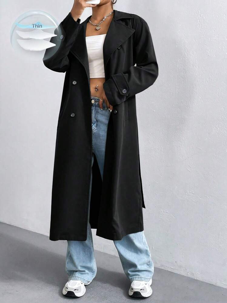 StreetHx Women Fashion Solid Color Loose Fit All-Match Trench Coat Fall Winter Cloth For Women | SHEIN