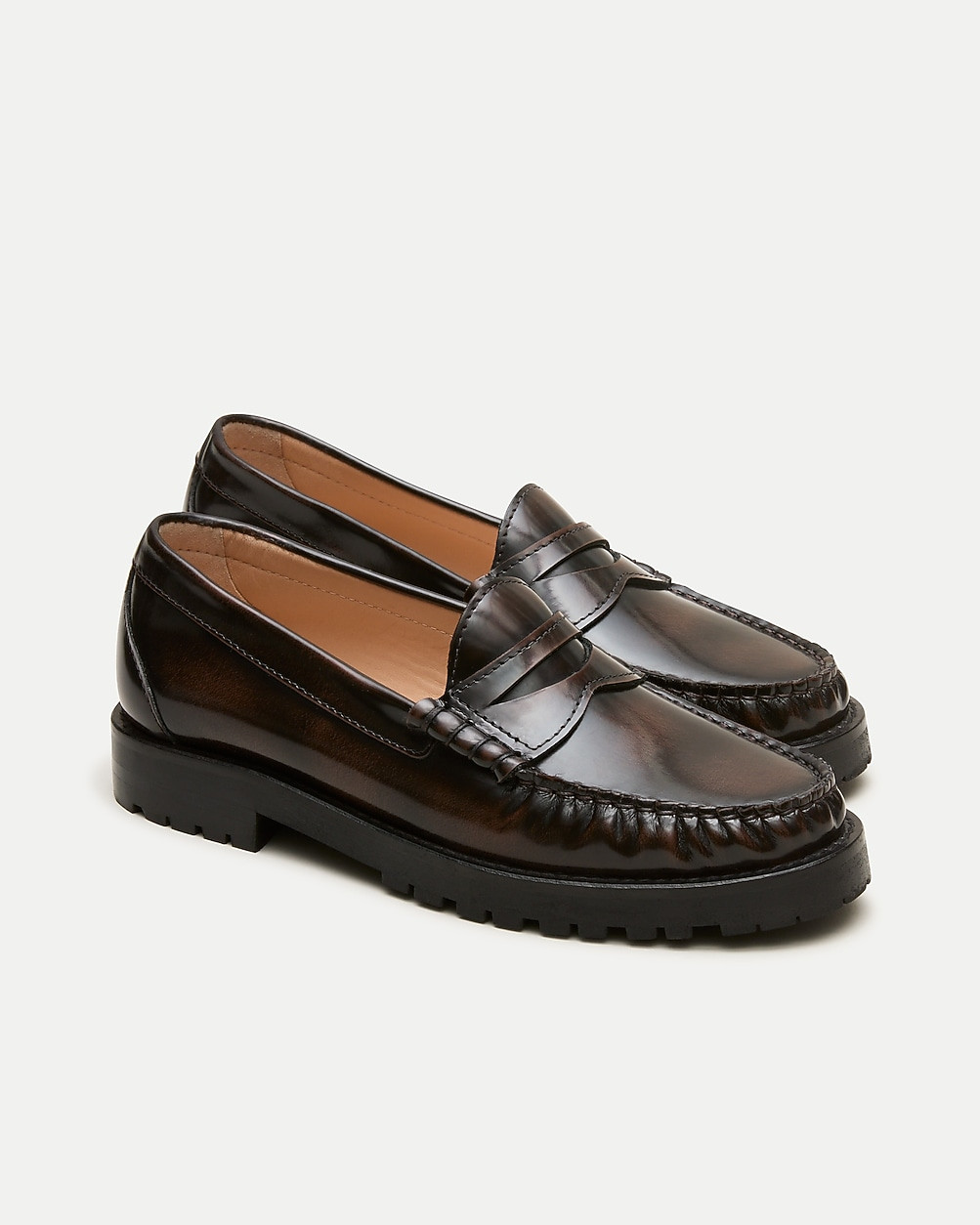 Winona lug-sole penny loafers in burnished leather | J. Crew US