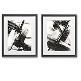 Renditions Gallery Diagonal Matrix 2 Piece Framed Artwork Set, Modern Abstract, Black and White, Con | Amazon (US)