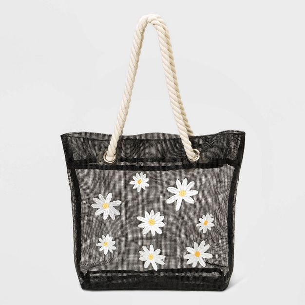 Girls' Daisy Mesh Tote bag - art class™ Black | Target