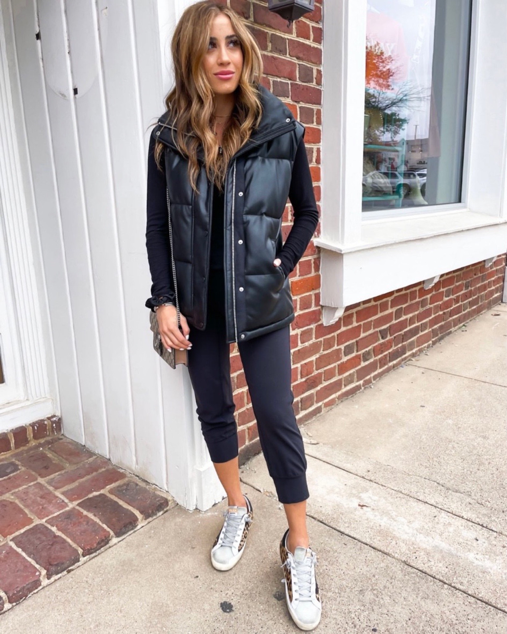 Faux leather vest golden goose sneakers align joggers size 2 

#LTKunder50 #LTKsalealert #LTKunder100