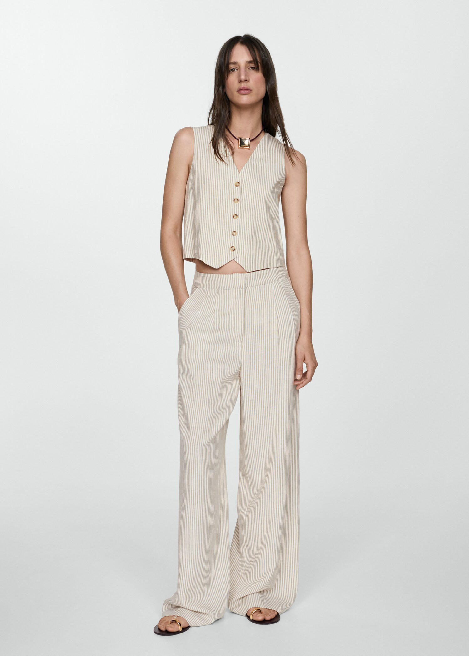 Striped linen suit pants | MANGO (US)