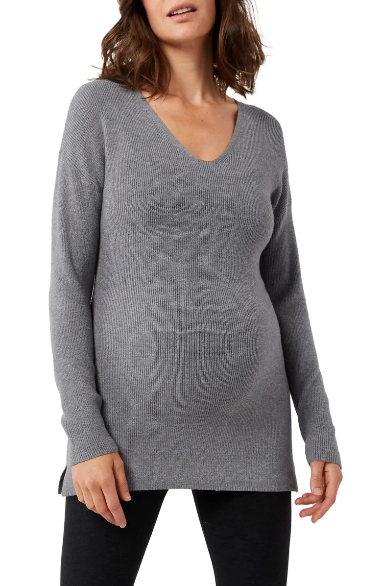 Rib V-Neck Maternity Sweater | Nordstrom