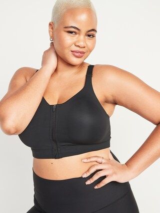 High-Support PowerSoft Zip-Front Sports Bra for Women | Old Navy (US)