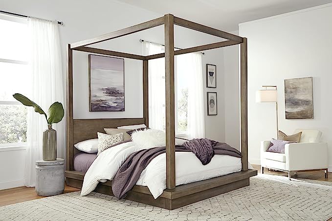 Modus Furniture Solid Wood Bed, Queen, Melbourne - Dark Pine | Amazon (US)