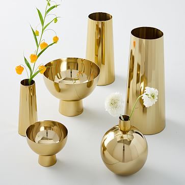 Foundations Metal Vases - Brass | West Elm (US)