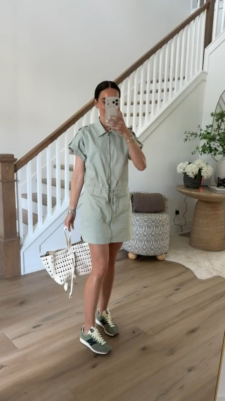 ANTHROPOLOGIE buy more, save more $50 off $150 / $100 off $300 / $150 off $500. Pistola zip front dress with sneakers, spring outfit, everyday short dress, summer bags, anna monteiro, annabrstyle

#LTKSaleAlert #LTKOver40 #LTKootd