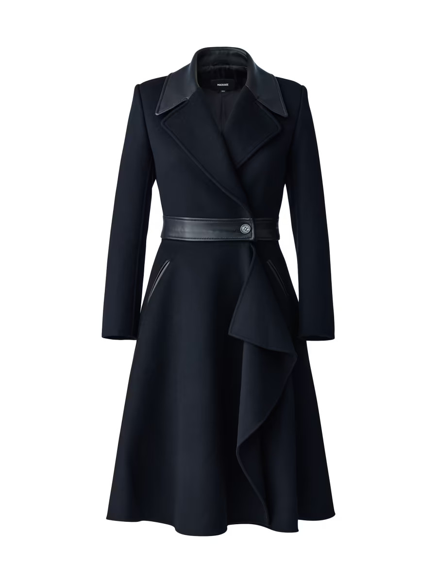 Rose Wool and Leather Coat | Saks Fifth Avenue