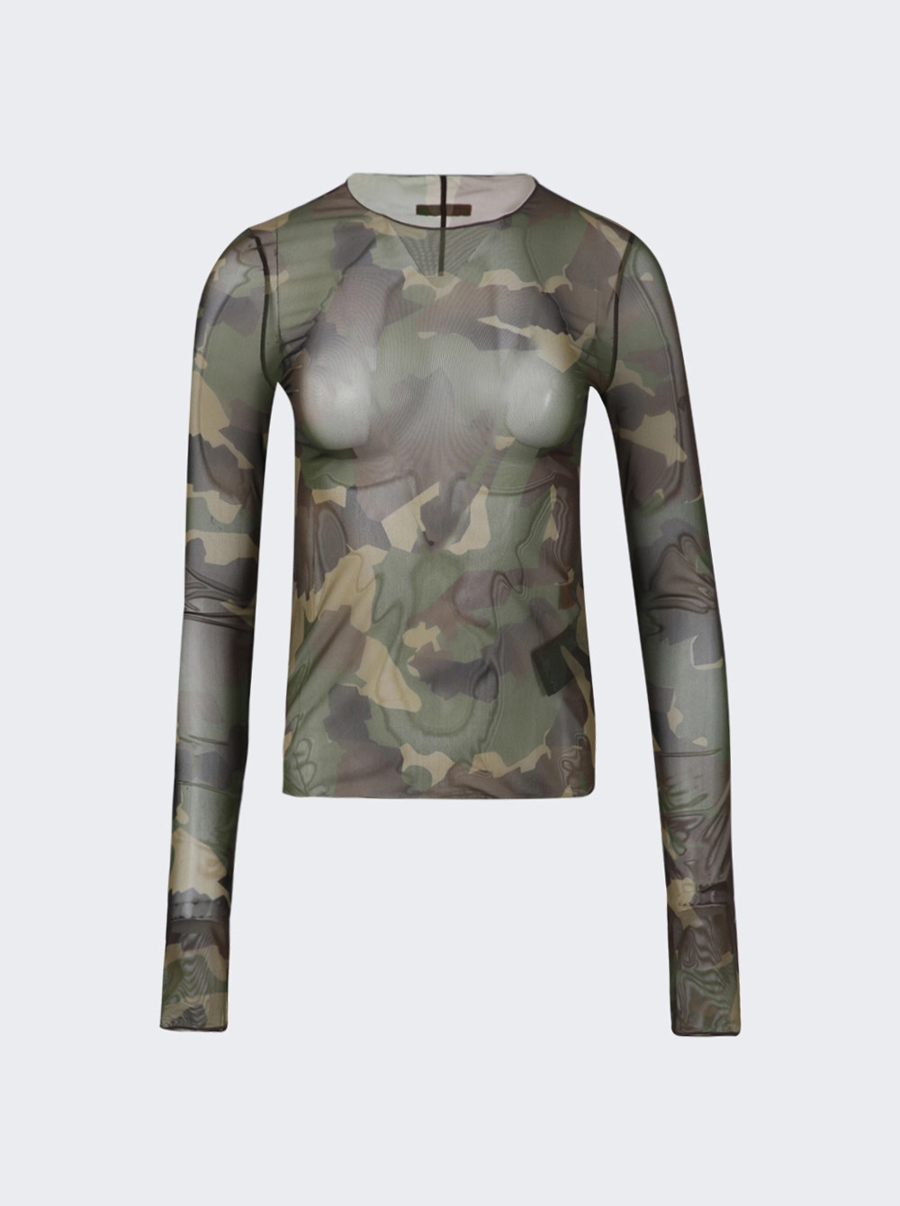 Camo Mesh Long-sleeve Top Green  | The Webster | The Webster
