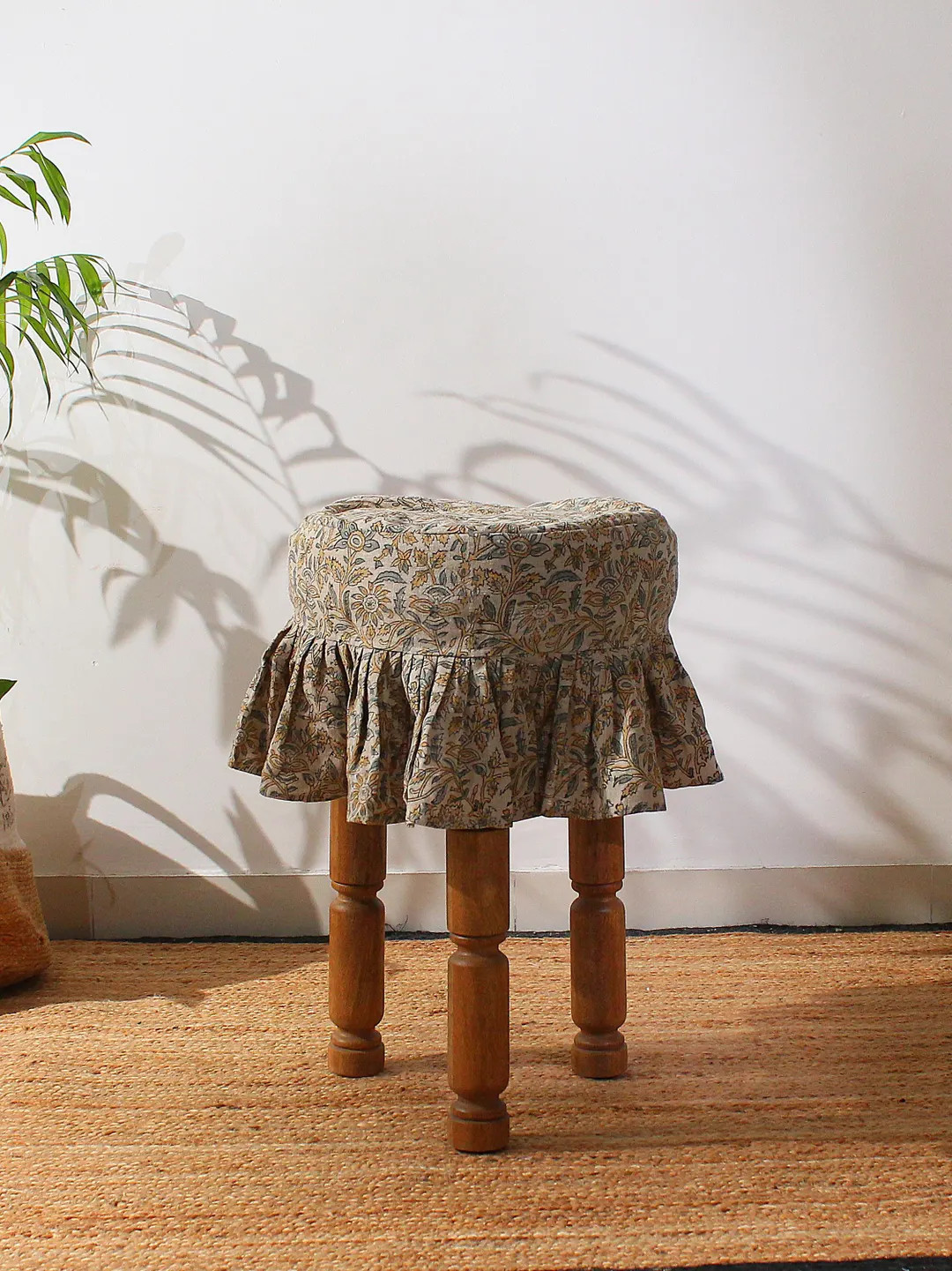 Floral Linen Barstool Cover: 14 Inch Hand Block Printed Seat Cover | Farmhouse Cotton Stool Cover... | Etsy (US)