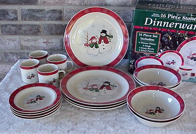 Vintage Royal Season Snowmen Scene Christmas Dinnerware Set (16 pcs.) Box | eBay US