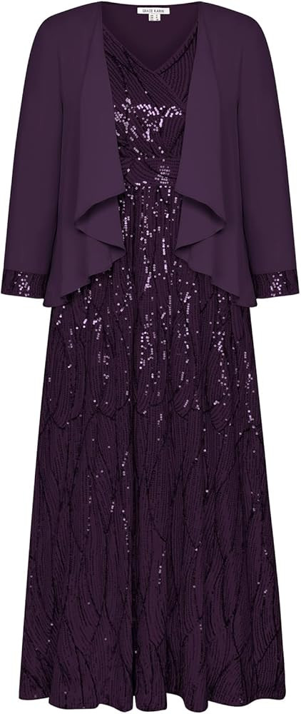 GRACE KARIN 2025 Women's Two Piece Sequin Dress with Jacket Mother of The Bride Dresses Homecomin... | Amazon (US)