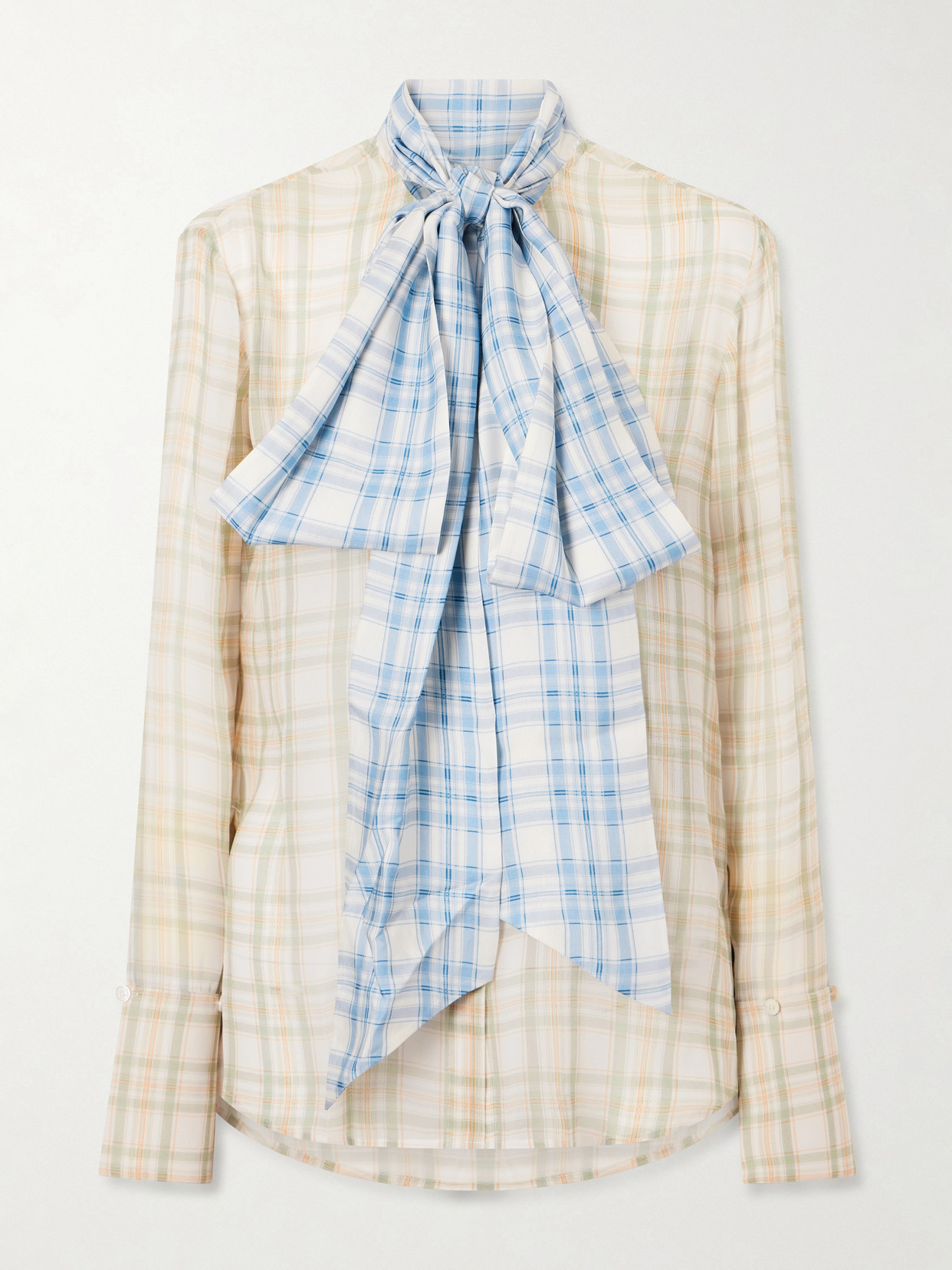 Acne Studios - Serena Checked Silk-chiffon Shirt - Multi | NET-A-PORTER (US)