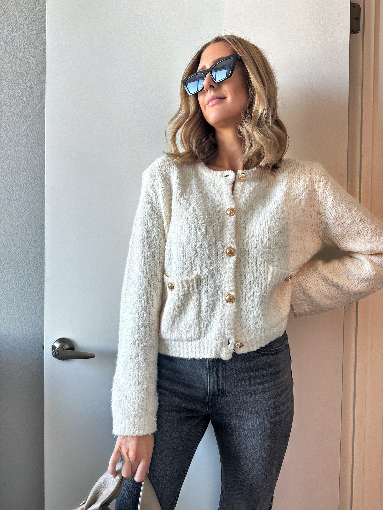 Wut the Brand boucle knit cardigan in cream - runs tts 

#LTKfindsunder100 #LTKstyletip