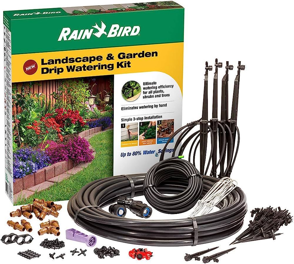 Rain Bird Landscape/Garden LNDDRIPKIT Drip Irrigation Landscape & Garden Watering Kit with Drippe... | Amazon (US)