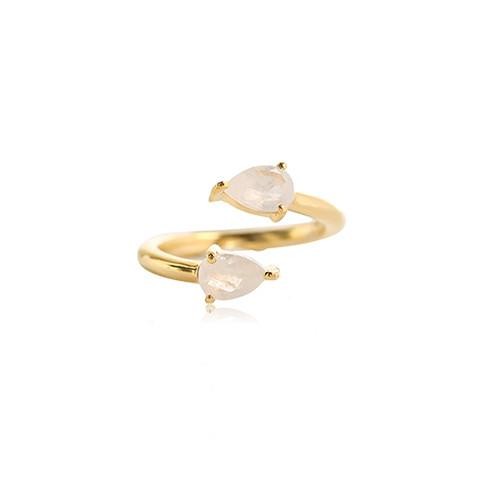MOONSTONE ADJUSTABLE PEAR RING | Leah Alexandra Jewelry