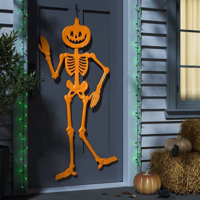59" 3D Jointed Jack Skeleton Halloween Decorative Prop Orange - Hyde and EEK! Boutique™ | Target