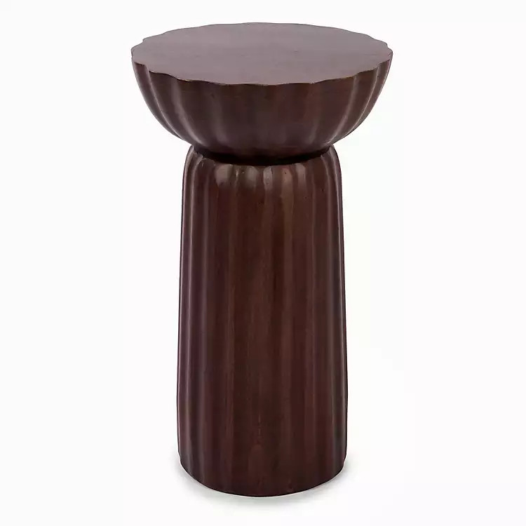 Walnut Brown Wood Scalloped Side Table | Kirklands