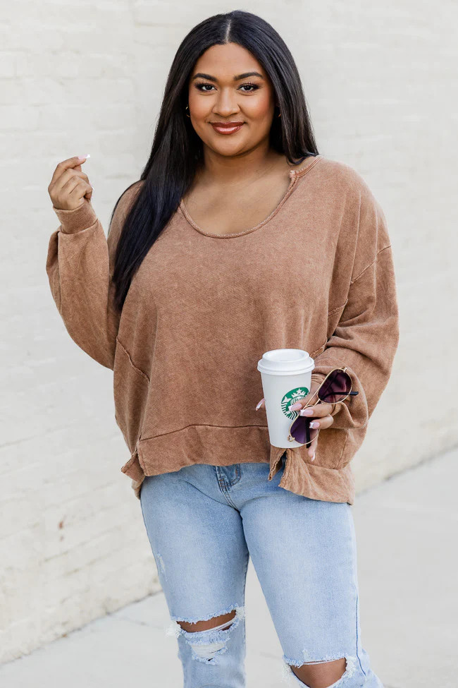 Top Knot Mama Camel Pullover - Krista X Pink Lily | Pink Lily