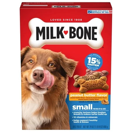 Milk Bone Peanut Butter Flavor Dog Biscuits, Naturally & Artificially Flavored, 24 oz Box | Walmart (US)