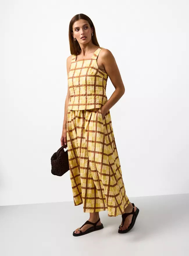 Buy Yellow & Brown Print Midi Co-ord Skirt 16 | Skirts | Tu | Tu Clothing