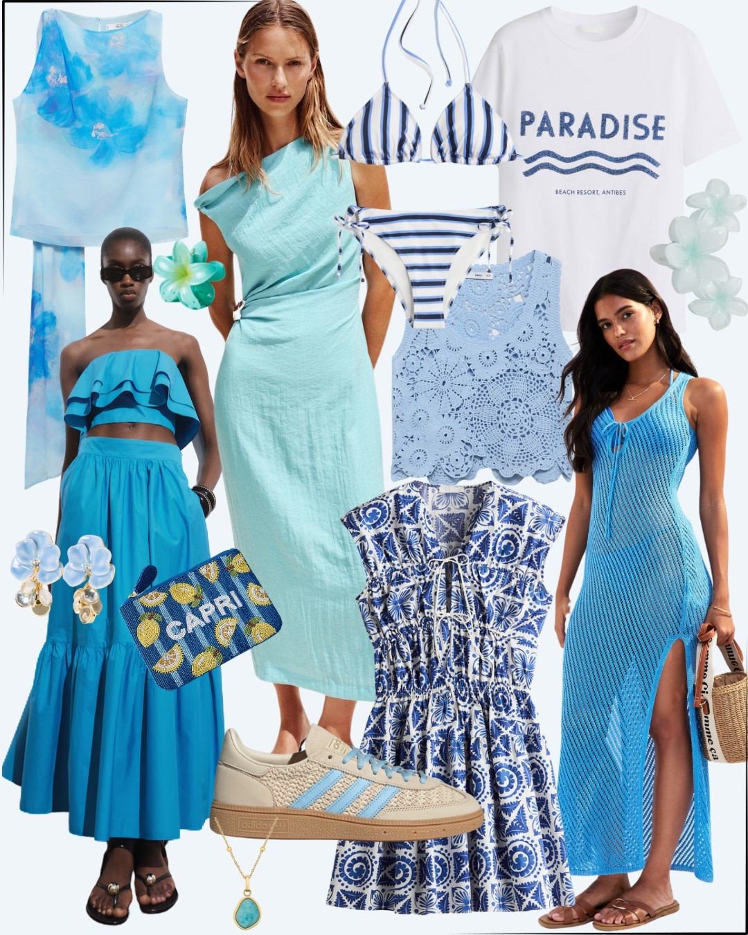 Blue Crush 🩵🧿🦋💙
Easy dresses, stripey bikinis, trendy trainers, summer knitwear and beachy layers.
Cobalt, sky, aqua, turquoise, soft blue, breezy style, vacation style, summer outfits, crochet, Adidas Spezials, trending colour, summer pallette, high street, Zara, H&M

#LTKuk #LTKsummer #LTKstyletip