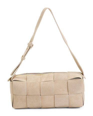 Made In Italy Suede Woven East West Baguette Crossbody | TJ Maxx