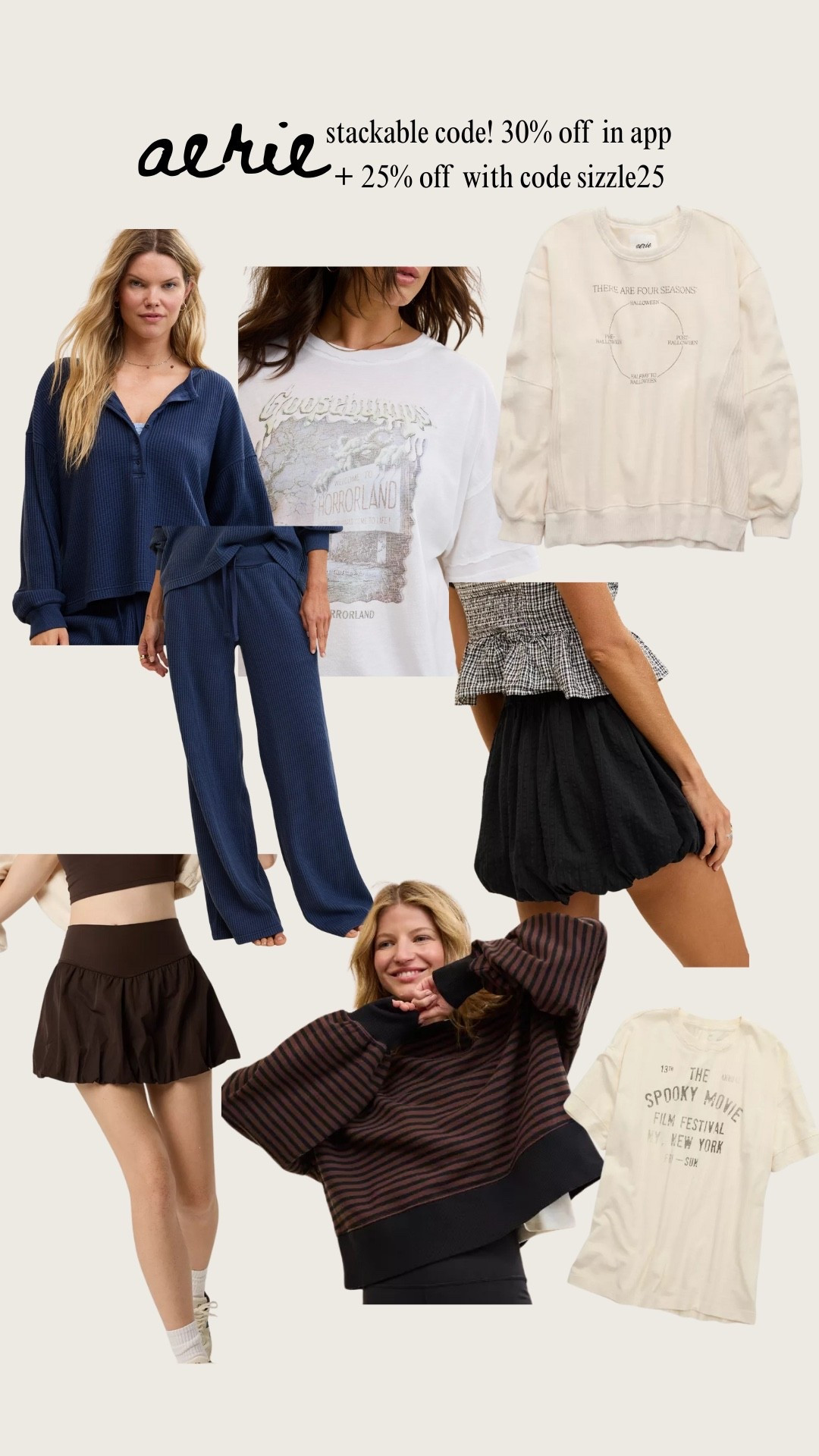 Aerie in app sale 30% off plus 25% extra with code sizzle25!

#LTKFindsUnder50 #LTKSaleAlert #LTKSeasonal